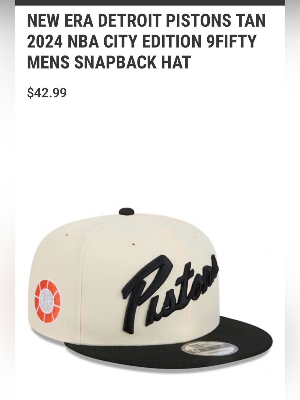 New Era Detroit Pistons 2024 NBA City Edition 9FIFTY Snapback - Cream